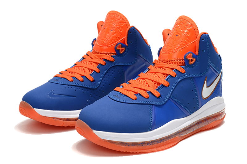 New Nike Lebron 8 Blue Orange White Basketball Shoes